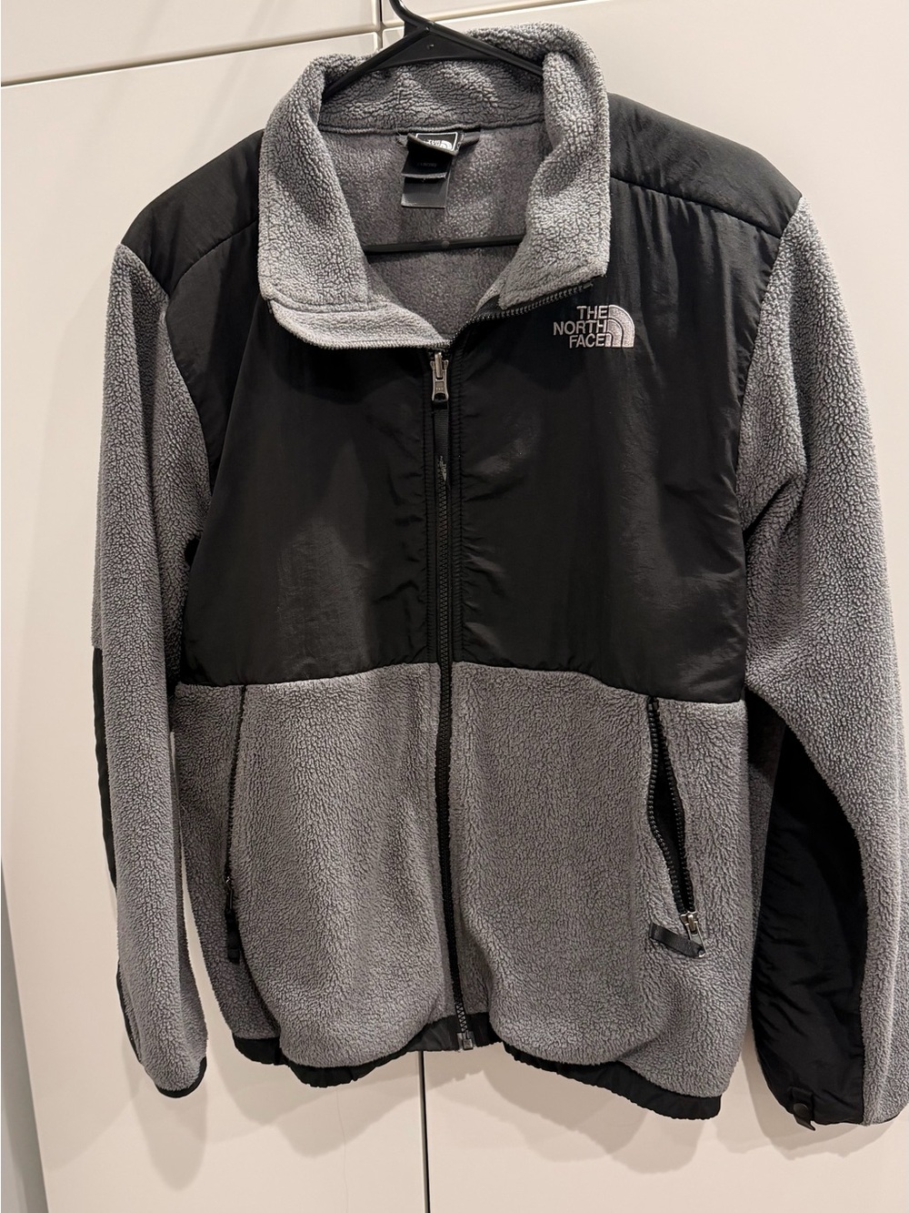 The North Face Gray and Black Sherpa Fleece Jacket